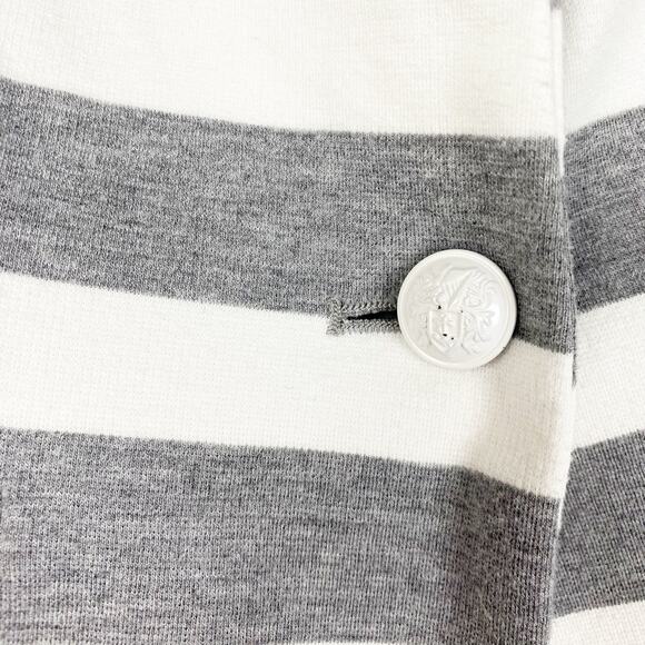 GAP Striped Ponte Academy Blazer Gray White Preppy Notched Lapel Womens Size 6 - Picture 11 of 11